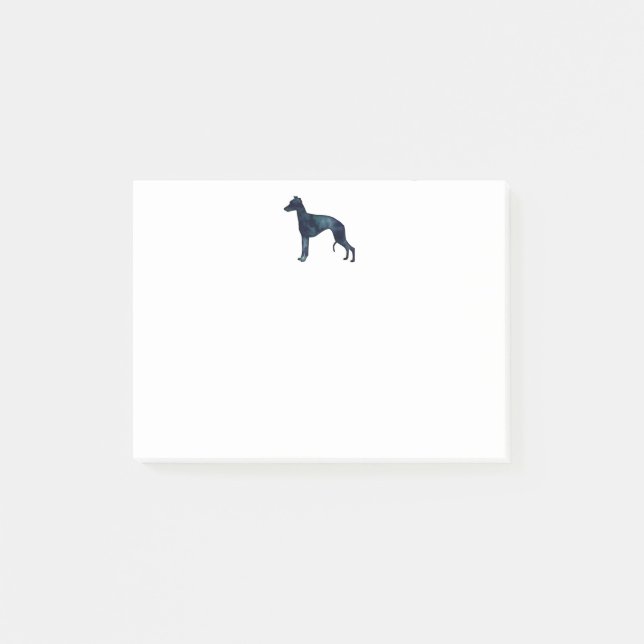 Post-it® Whippet Chien race Noir Aquarelle Silhouette (Devant)