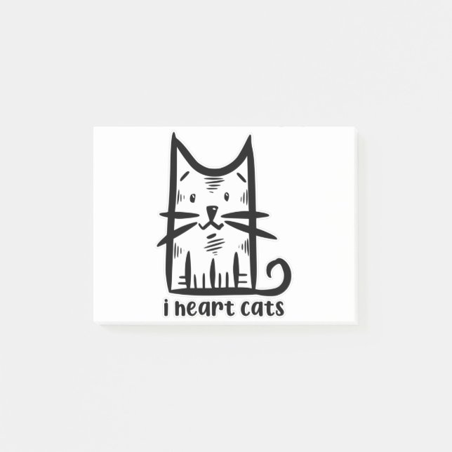 Post-it® Whiskers Cat, I heart cats (Devant)