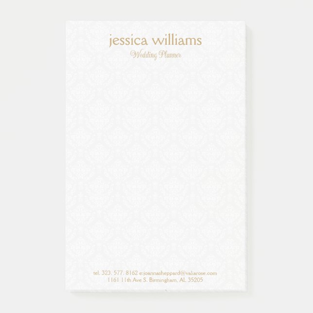 Post-it® White Damasks Background Gold Typography (Devant)