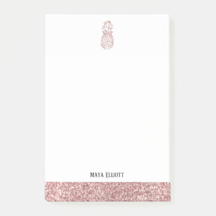 Post-it® White + Rose Gold Faux Parties scintillant Ananas 