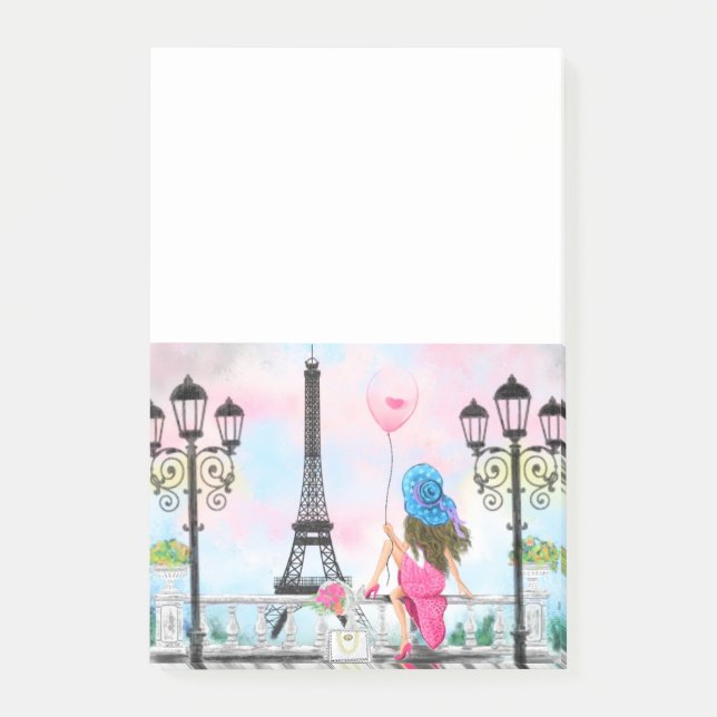 Post-it® Woman with Balloon In Paris Eiffel Tower (Devant)