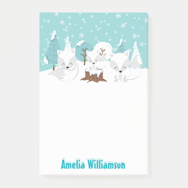 Post-it® Wonderland Winter Foxes arctiques (Devant)