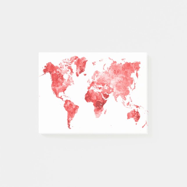 Post-it® World map in watercolor Red (Devant)