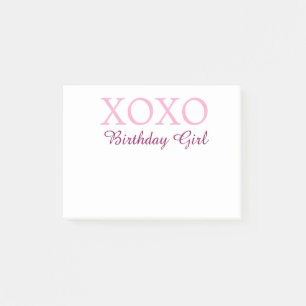 Post-it® Xoxo fille d'anniversaire nom rose mauve simple am