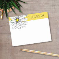 Yellow and White Whimsical Daisy with Custom Text