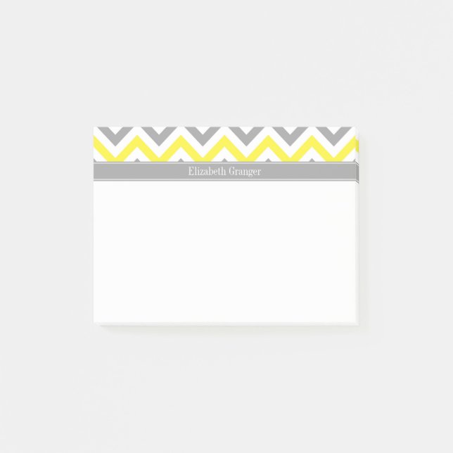 Post-it® Yellow Dk Gray White LG Chevron Gray Nom Monogram (Devant)