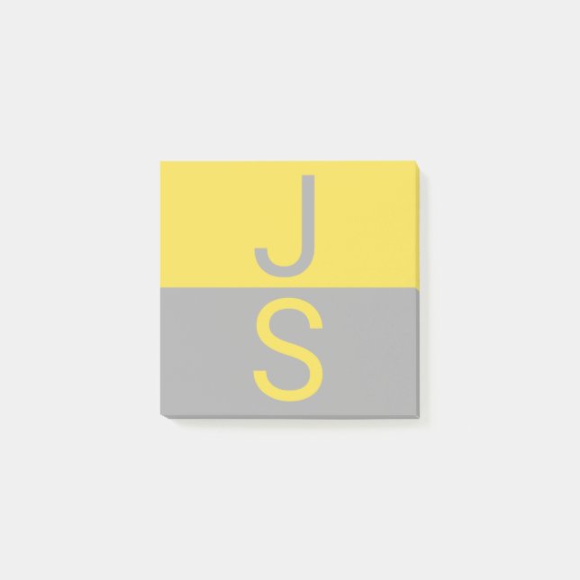 Post-it® Yellow & Grey Modern Initials monogram (Devant)
