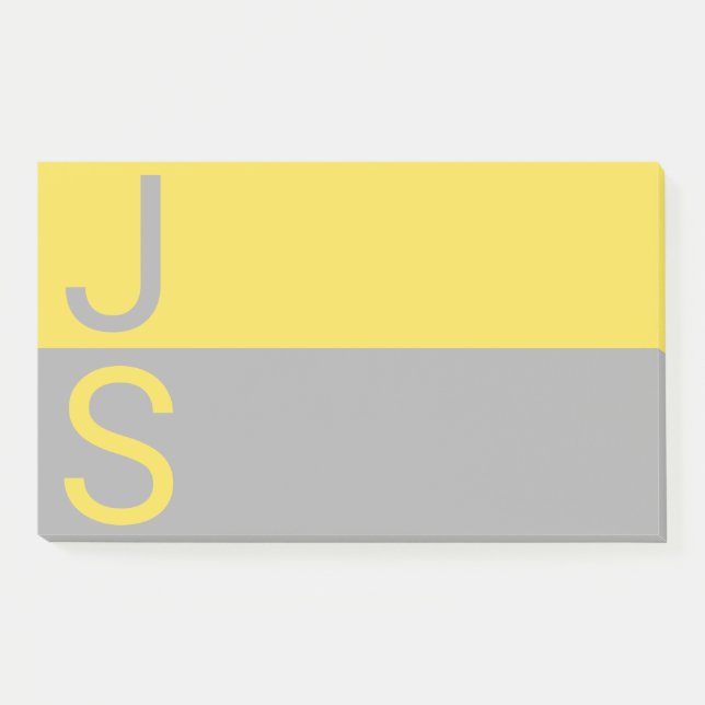 Post-it® Yellow & Grey Modern Initials monogram (Devant)