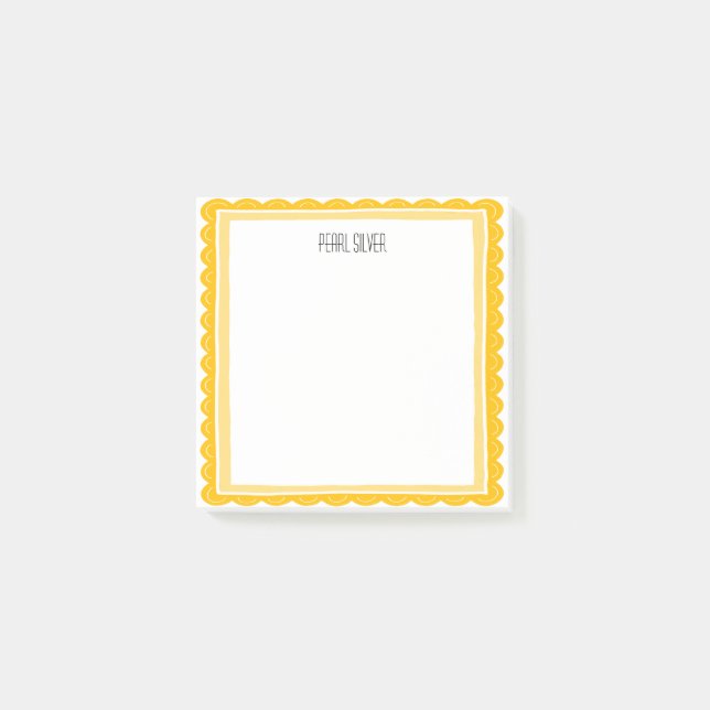Post-it® Yellow Scallop CUSTOM Chic Monogram Personalized (Devant)