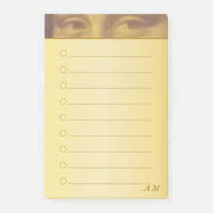 Post-it® Yeux de Mona Lisa et monogramme sur fond doré