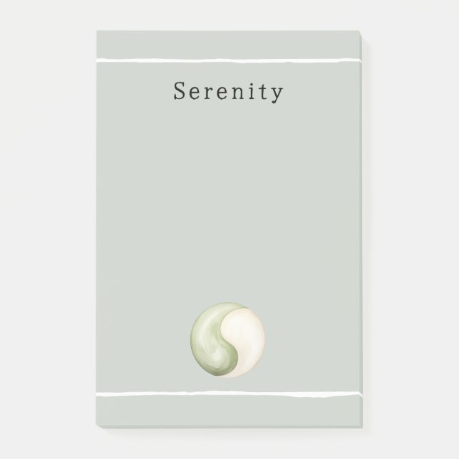 Post-it® Yin Yang Méditation Personnalisée Vert Olive  (Devant)