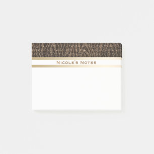 Post-it® Zebra Brown Gold Sparkle Glam tendance Personnalis
