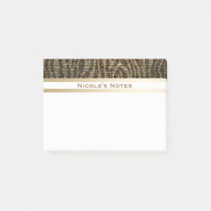 Post-it® Zebra Brown Gold Sparkle Glam tendance Personnalis