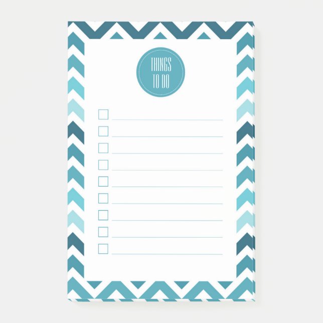 Post-it® Zigzag de Chevron Ombre de bleu d'océan pour faire (Devant)
