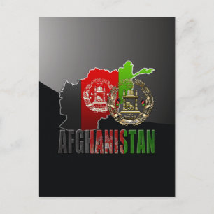 Postale [100] Afghanistan : COA, drapeau et carte
