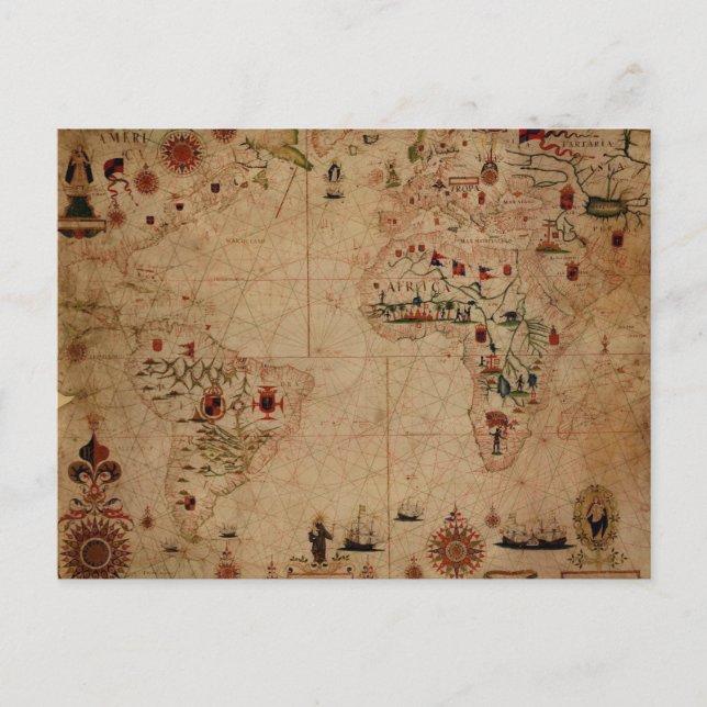 Postale 1633 Carte de portolan de l'océan Atlantique - Pas (Devant)