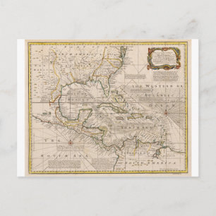 Postale 1720 Carte des Antilles par Emanuel Bowen