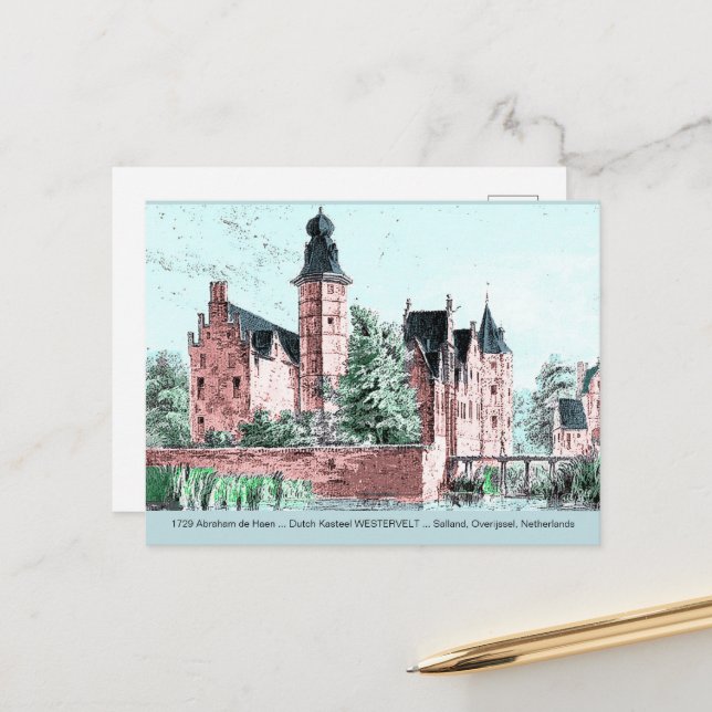 Postale 1729 A. de Haen Dutch Kasteel WESTERVELT Carte pos (Devant/Arrière en situation)