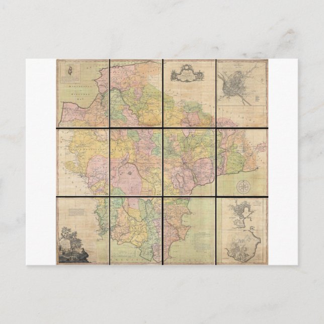 Postale 1765 Carte du Devonshire par Benjamin Donn (Devant)