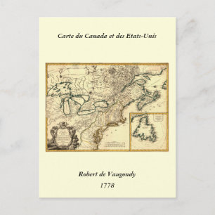 Postale 1778 Carte du Canada et des États-Unis