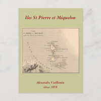 1858 Carte des îles St Pierre et Miquelon, France