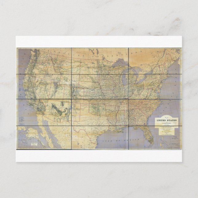 Postale 1873 Carte des États-Unis d'Amérique (Devant)