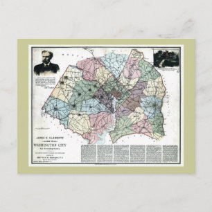 Postale 1891 Carte de Washington City et du pays environna