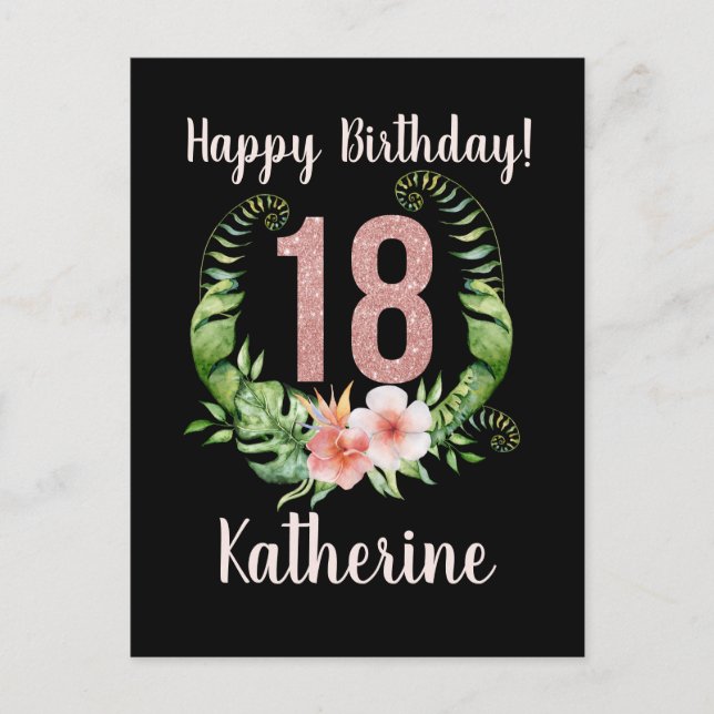 Postale 18e anniversaire Parties scintillant rose Carte de (Devant)