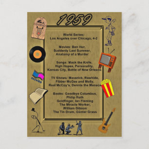 Postale 1959 Grands événements Carte d'anniversaire