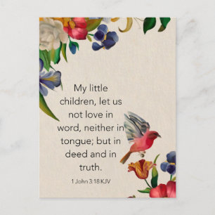 Postale 1 Jean 3:18 KJV Carte de mémorisation de verset bi