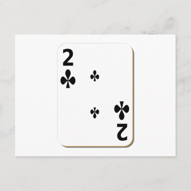 Postale 2 de Clubs Jouer Carte (Devant)