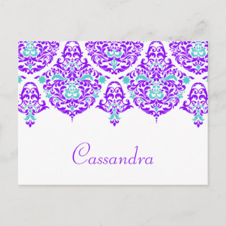 Postale 311 Ma chère Cassandra Plum Aqua Carte de nom