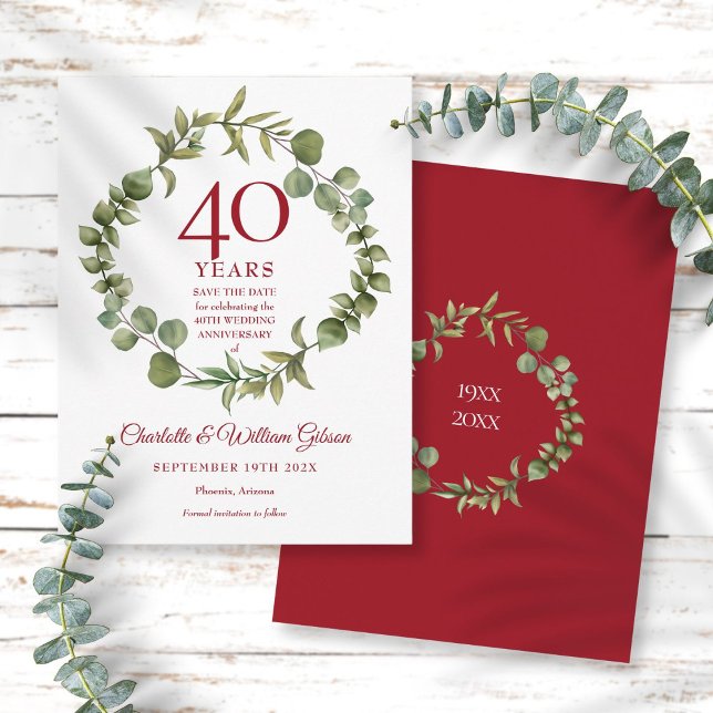 Postale 40e Anniversaire de Mariage Carte de Pré-enregistr (Créateur téléchargé)