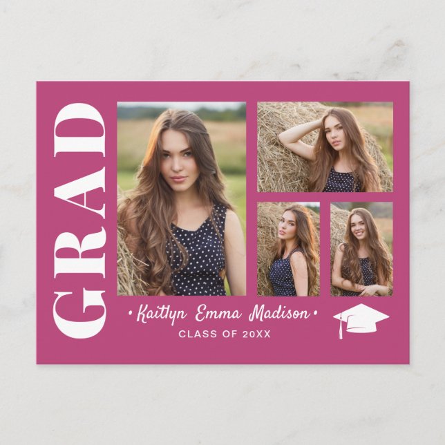 Postale 4 Collage photo Script moderne Pink Grad Carte pos (Devant)