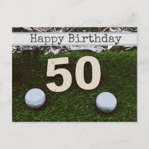 Postale 50e Carte d'anniversaire de golf avec balle de gol