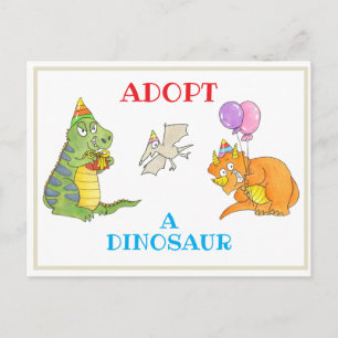 Postale Adoptez une carte de dinosaure et un certificat