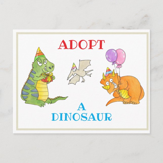 Postale Adoptez une carte de dinosaure et un certificat (Devant)