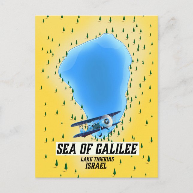Postale Affiche de carte de la mer de Galilée Israël (Devant)