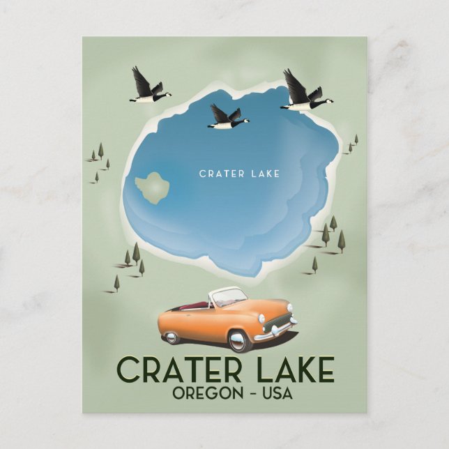 Postale Affiche de carte de voyage du lac Crater Oregon (Devant)