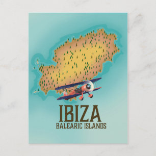 Postale Affiche de carte des îles Baléares Ibiza