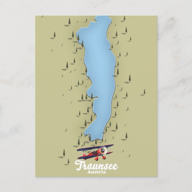 Postale Affiche de carte du lac autrichien Traunsee (Devant)