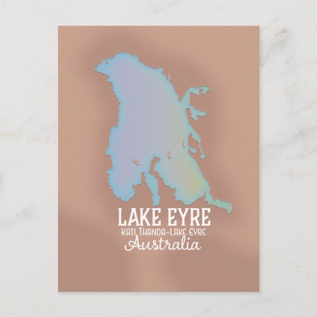 Postale Affiche de carte du lac Eyre Australie (Devant)