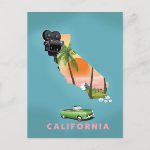 Postale Affiche de carte illustrée de Californie