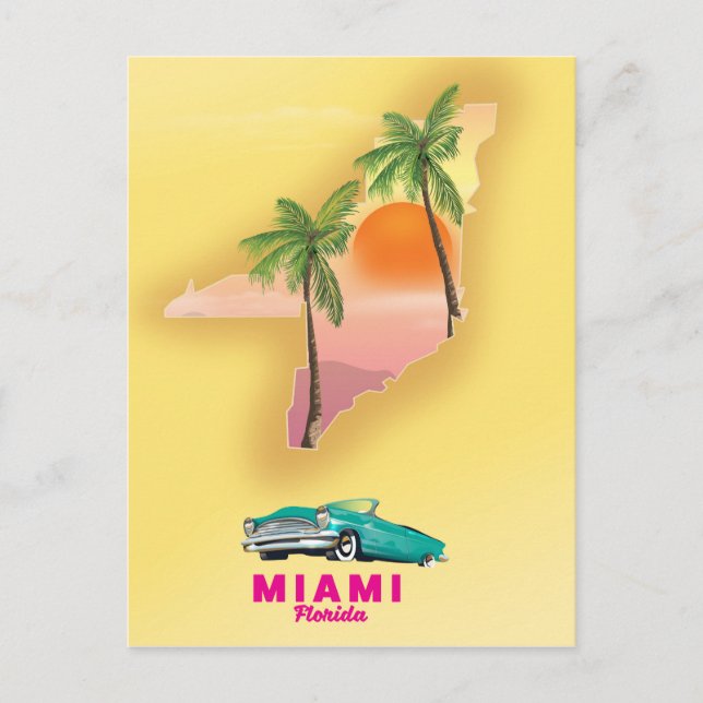 Postale Affiche de carte illustrée de Miami Floride (Devant)