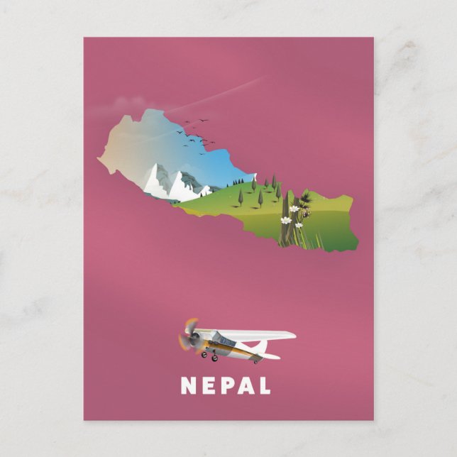 Postale Affiche de carte illustrée du Népal (Devant)