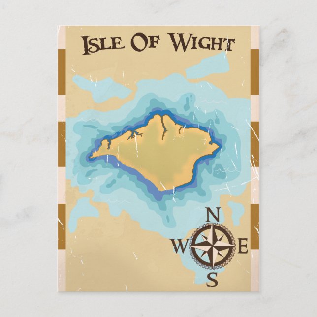 Postale Affiche de voyage carte au trésor de l'île de Wigh (Devant)