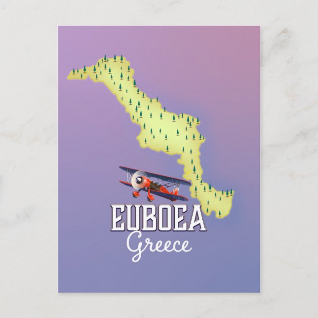 Postale Affiche de voyage carte de l'Eubée Grèce (Devant)