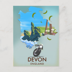 Postale Affiche de voyage carte du Devon