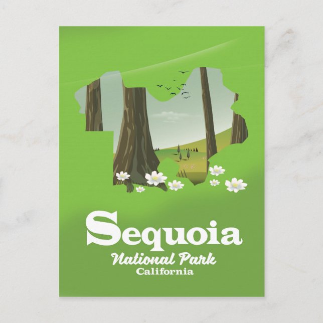 Postale Affiche de voyage carte du parc national de Sequoi (Devant)
