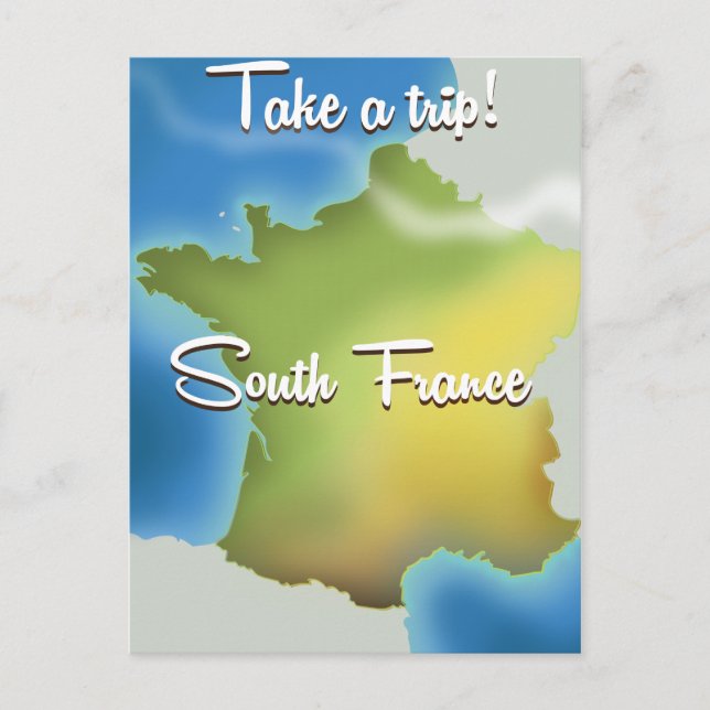 Postale Affiche de voyage carte du sud de la France (Devant)